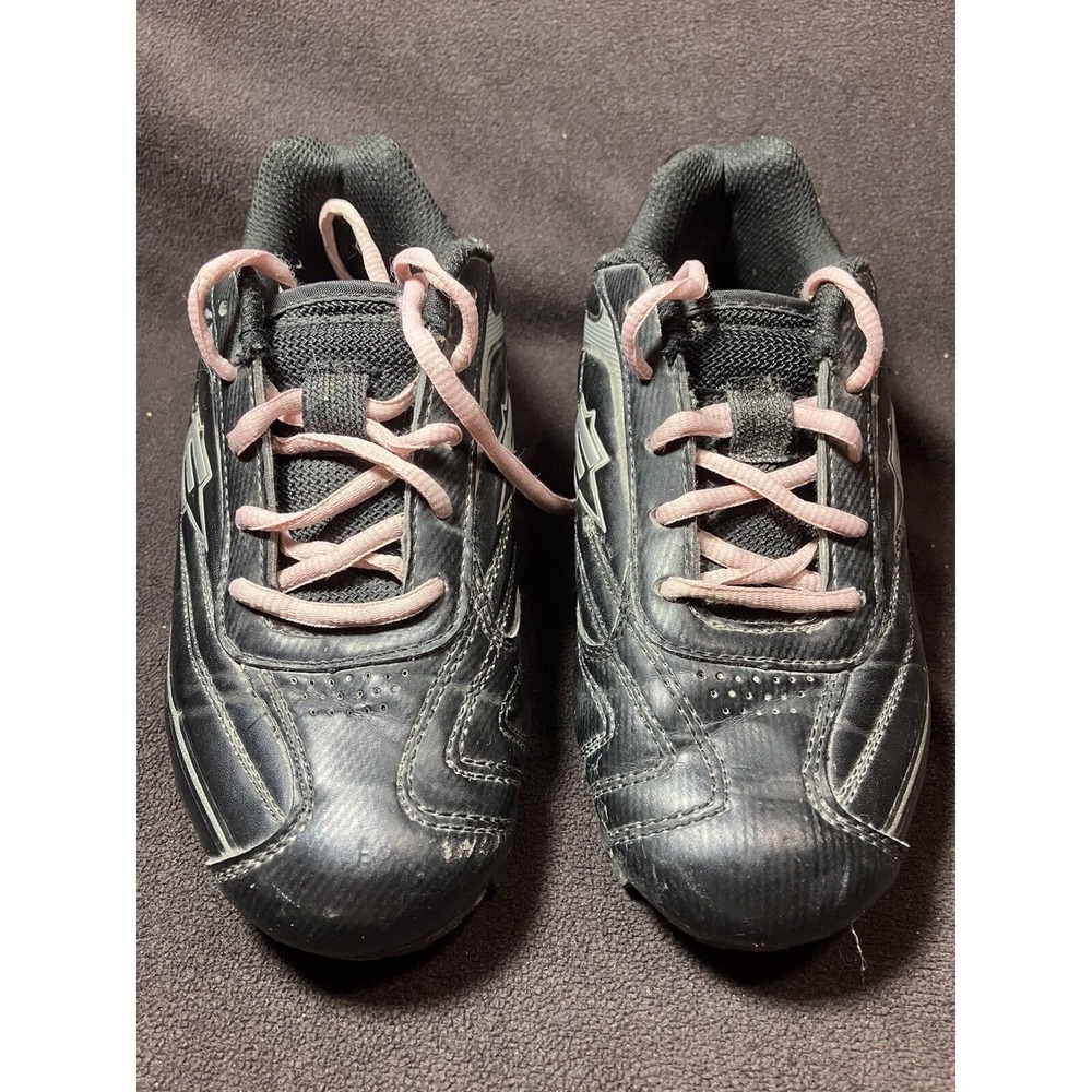 Easton Cleats 2.5 Black Pink Girls Youth Softball Baseball Athletic Shoes